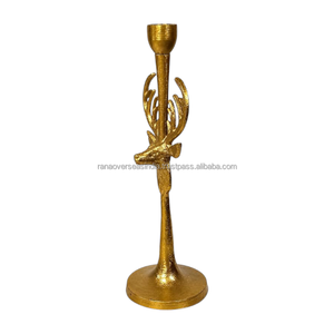 Support de bougie en aluminium doré fait main, écologique, en forme de bois de cerf, centre de table décoratif pour la maison, les mariages, les fêtes et les événements - Product Image 3
