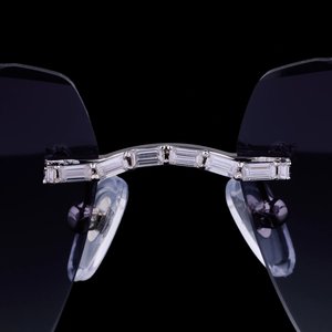 Designer Square <b>Rimless</b> Iced Crystal <b>Sunglasses</b> Lightweight Iced Crystal Temple Unisex Fashion Outdoor Travel Party Casual Wear - Product Image 2