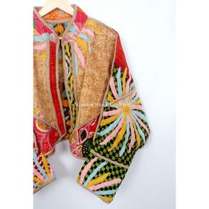 Chaqueta Kantha de algodón vintage hecha a mano para mujer, chaqueta corta para la temporada de otoño, chaqueta Kantha corta vintage para mujer - Product Image 3