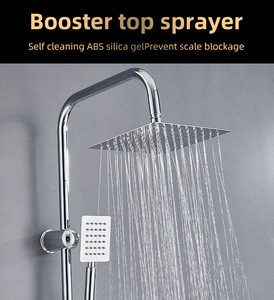 <span class=keywords><strong>Colonne</strong></span> de <span class=keywords><strong>douche</strong></span> en acier inoxydable avec pommeau de pluie rectangulaire de 8 pouces et douchette haute pression pour salle de bain d'hôtel, installation DIY - Product Image 2