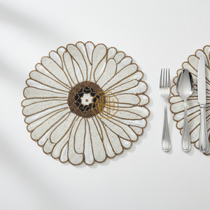 Manteles Individuales de Satén Bordados con Cuentas de Lujo, Hechos a Mano, para Decoración de Mesas de Hoteles y Restaurantes, Exportación - Product Image 6