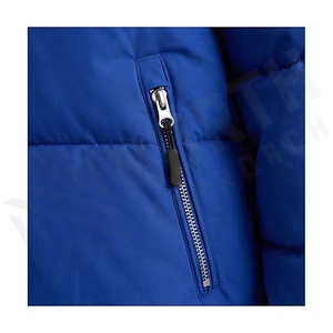 Blue Quilted Puffer <b>Jacket</b> Women Winter Stand Collar Full <b>Sleeve</b> Zipper Closure Thick Polyester Filling <b>Short</b> Length Solid Color - Product Image 5
