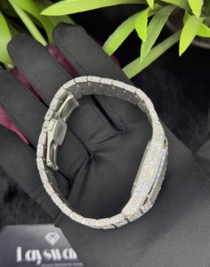 นาฬิกาข้อมือหรูหราประดับเพชรโมอิสซาไนต์ทรงกลมคุณภาพสูง ผลิตด้วยมือจากสแตนเลสสตีล  ระบบอัตโนมัติ หน้าปัดอนาล็อก เหมาะสำหรับใส่ทุกวัน - Product Image 3