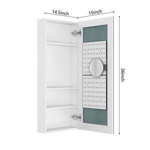 Frameless 15 "W X 36" H superficie bagno armadietto dei medicinali con apertura a destra porta per il bagno specchi - Product Image 5