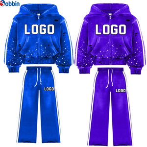 Conjunto Deportivo de 2 Piezas para Hombre y Mujer, Estilo Informal, Lavado Ácido, Transpirable, con Cierre de Cremallera, Pantalones Deportivos, Moda de Invierno - Product Image 3