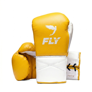 ถุงมือฝึกซ้อมหนังแท้แบบผูกเชือกสีขาวระดับพรีเมียม รุ่น Hot Fly Pro X ถุงมือชกมวย ออกแบบมาอย่างมืออาชีพสำหรับการฝึกซ้อม - Product Image 5