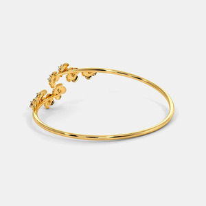 Gold Diamond Floral Cluster Open <b>Bangle</b> <b>Bracelet</b> - Product Image 4