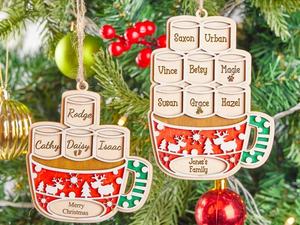 Marshmallow Family <b>Ornaments</b> Personalized Cocoa <b>Couple</b> Christmas <b>Ornament</b> Religious Wood Plywood Crafts Wooden Boxes Wall Signs - Product Image 5