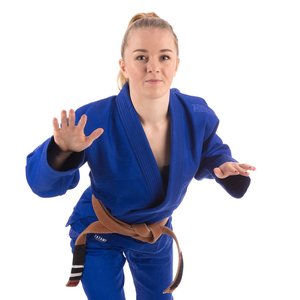 Uniforme de BJJ unisexe bleu, 100% coton, coupe classique, vêtements d'arts martiaux durables, logo frontal personnalisable, design personnalisable - Product Image 6