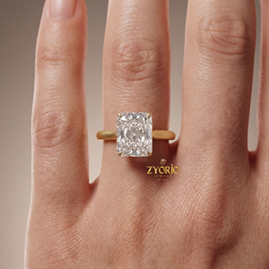 Anillo de Compromiso con Diamante Cultivado en Laboratorio, Corte Radiante, Claridad VVS, Plata de Ley, Acabado Mate, Banda Solitaria Abombada para Boda y Fiesta - Product Image 4