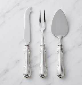 Ensemble de couteaux à fromage en acier inoxydable argenté, 3 pièces avec fourchette et spatule, manche vintage pour usage en cuisine - Product Image 1
