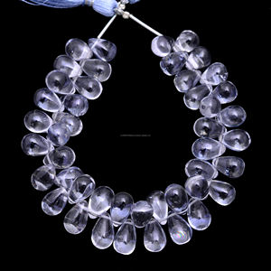 Cuentas de piedras preciosas con forma de pera suave de cuarzo gris Natural 8 pulgadas 4x6 7,5x11mm hebra hecha a mano para hacer joyería pulsera collar - Product Image 2