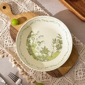 Nouvelle collection 2026 : Service de table en céramique motif muguet nordique, motif botanique vert, comprenant bols, assiettes et cuillères – OEM - Product Image 3