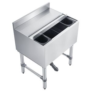 Contenitore per Ghiaccio Commerciale in Acciaio Inox con Coperchio Scorrevole, Capacità Massima 65,1 Qt, 24 X 19 X 33 Pollici, Vasche per Bevande con Portabottiglie - Product Image 1