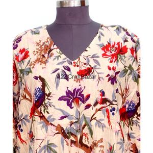 Caftán 100% Hecho a Mano, Ecológico, de Algodón, para Mujer, con Estampado Floral Indio, Cintura Natural, Corte Ajustado, Ropa Casual de Verano y Primavera - Product Image 3