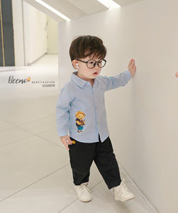 Ensemble de vêtements pour enfants BEEMO Fashion Design, chemise élégante + pantalon, tenue scolaire, imprimé uni, imprimé ours mignon, ensembles de vêtements pour garçons en bas âge - Product Image 4