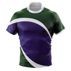 Camiseta de Rugby Sublimada Personalizada para Hombre, Color Verde, Morado y Blanco, Ropa Deportiva, Uniforme de Equipo, Camiseta Deportiva, Camiseta de Rugby - Product Image 3