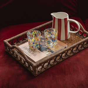 ถาดหวายสไตล์วินเทจขายดี รูปทรงสี่เหลี่ยมผืนผ้า ขอบตกแต่งสวยงาม ถาดเสิร์ฟแบบยั่งยืน ขายส่งจำนวนมาก - Product Image 3