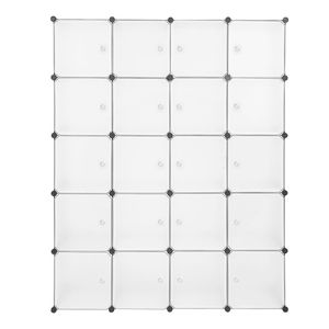 Organisateur modulaire empilable blanc à 20 compartiments, armoire multifonctionnelle avec tringle suspendue, rangement portable pour penderie - Product Image 5