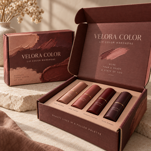 Boîte d'emballage en carton ondulé imprimée personnalisée VELORA Lip Color Wardrobe - Product Image 4