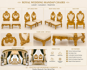 Sillas de madera al por mayor para mandap de boda con arco floral y mandap de boda moderno con sillas bajas Vedi - Product Image 2
