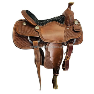 Sillín de caballo completo de cuero genuino de alta calidad hecho a mano con juego de tachuelas, lo mejor para un placer cómodo de montar y competir - Product Image 3