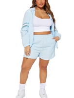 Ensemble de survêtement 2 pièces pour femme : veste demi-zip personnalisée en polyester et short de jogging, coupe-vent en nylon patchwork