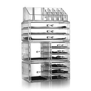 Set di 4 Portaoggetti in Plastica Trasparente per Cosmetici, Organizzatore per Trucchi, Scaffale Portaoggetti - Product Image 1
