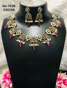 Kundan Gold Plated Alloy Bridal Necklace <b>Set</b> with Earrings and Tikka <b>Indian</b> Jewelry - Product Image 2