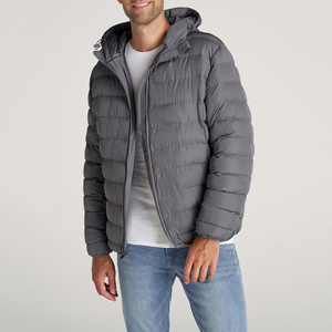 Veste matelassée OEM personnalisée en gros pour hommes, veste d'hiver avec logo personnalisé et poches, doudoune matelassée pour hommes - Product Image 1