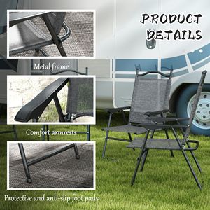 Set di 4 Sedie da Campeggio Pieghevoli in Rete Grigia con Braccioli, Portatili per Esterni, Comode, Personalizzabili con Logo, Facili da Trasportare - Product Image 6