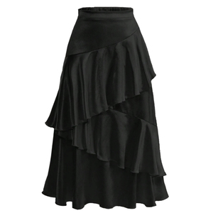 Jupes à volants taille haute personnalisées pour femmes, jupe longue asymétrique élégante, vente en gros, tenue de soirée - Product Image 4