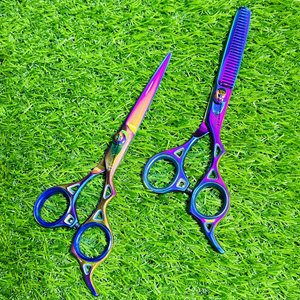 Ciseaux de barbier professionnels multicolores de bonne qualité, ciseaux de coupe de cheveux pour coiffeur, ciseaux de coupe et d'effilage pour salon de coiffure - Product Image 2