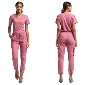 Uniforme Médico Premium para Mujer, Color Rosa Empolvado, Ligero, Elástico, Profesional, con Pantalones Tipo Jogger - Product Image 2