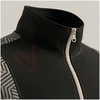 Ensemble de survêtement noir pour homme, manches longues, col montant, fermeture éclair sur le devant, motif géométrique, respirant, coupe décontractée, vêtements d'automne