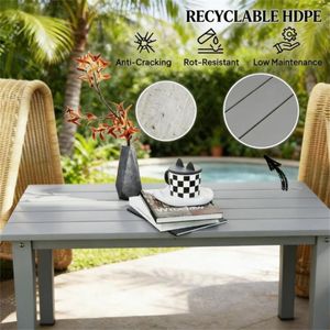 Tavolo da Pranzo Rettangolare Grigio per Esterni, Giardino e Terrazza (Solo Tavolo) - Product Image 3