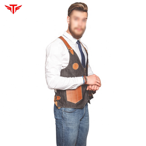 Leather Apron <b>Vest</b> With Pockets And Adjustable Straps For <b>Men</b> Workwear - Product Image 2