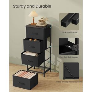 Commode autoportante contemporaine pour chambre à coucher, commode à 4 tiroirs avec cadre en acier MDF et tiroirs en tissu non tissé - Product Image 5