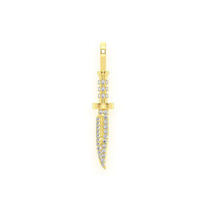 จี้เพชรแท้ทรงมีด ดีไซน์หรูหราโดดเด่น ทองคำแท้ 14K ประดับเพชรแบบ Iced Out  งานสั่งทำพิเศษ  เครื่องประดับแฟชั่นฮิปฮอปสุดเทรนดี้ ของขวัญสุดพิเศษ - Product Image 1