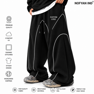 Fabricant de pantalons de survêtement amples surdimensionnés de haute qualité, vente en gros, coton lourd, jambes larges, joggers, fournisseur OEM ODM - Product Image 1