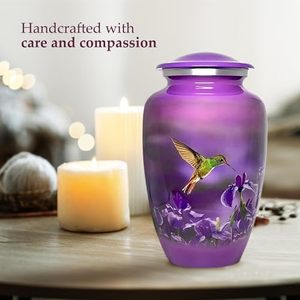 Traditional Styled Adult Aluminum Memorial Cremation <b>Ashes</b> Urn Funeral <b>Keepsake</b> Holder With Decorative Fine Texture - Product Image 5
