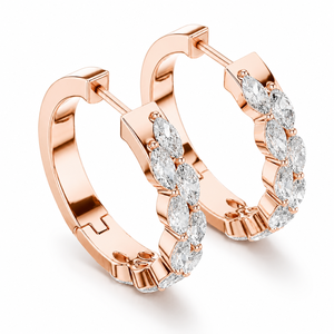 Classic Marquise Cut Moissanite Iced Out <b>Hoop</b> <b>Earrings</b> Rose Gold Plated Jewelry for Wedding Party Gift - Product Image 1