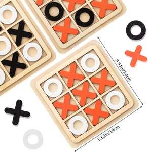Jeu de Tic-Tac-Toe en Bois Fait Main Classique Nougats Crosses pour Enfants et Adultes, Jeu de Société de Table, Décoration d'Intérieur, Idéal pour les Voyages - Product Image 2