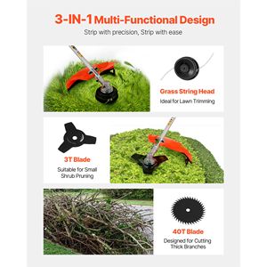 Desbrozadora Inalámbrica de 43 cc y 2 Tiempos, Recortadora de Césped a Gasolina de 17 Pulgadas, Desmalezadora Multifuncional para Cuidado del Jardín - Product Image 3