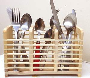 Wooden Cutlery <b>Holder</b> <b>With</b> Multiple Slots For Easy Access To Forks Spoons Knives And <b>Utensils</b> - Product Image 6