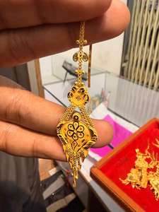 Tikli Maang Tikka en or massif 22 carats, bijou de front en or jaune véritable, accessoire de cheveux de mariée indienne, coiffe de mariage traditionnelle - Product Image 4