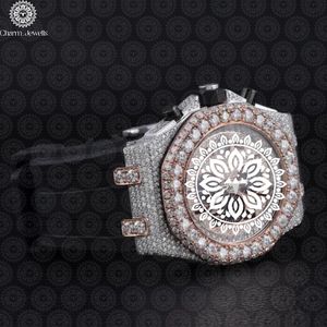 Charm Jewells – montre de luxe en acier inoxydable pour hommes, boîtier rond de 42mm, cristal saphir, chronographe mécanique, bracelet en caoutchouc avec boucle - Product Image 3