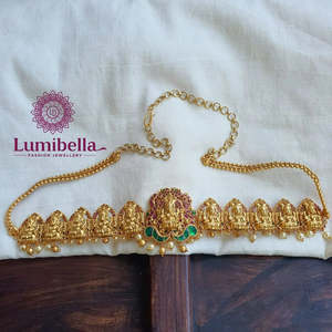 South Indian Gold Plated Rhinestone Belly Chain for Wedding and Party - Product Image 1