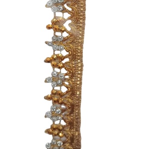 1 yard de ruban de dentelle brodé perlé blanc vintage, garniture pour couture et artisanat, 1 cm de large - Product Image 1