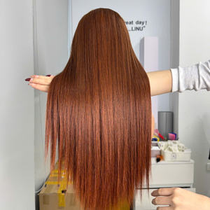 Perruque de luxe en cheveux vietnamiens soyeux et lisses de haute qualité, couleur marron, pour femmes, prix d'usine en gros - Product Image 1